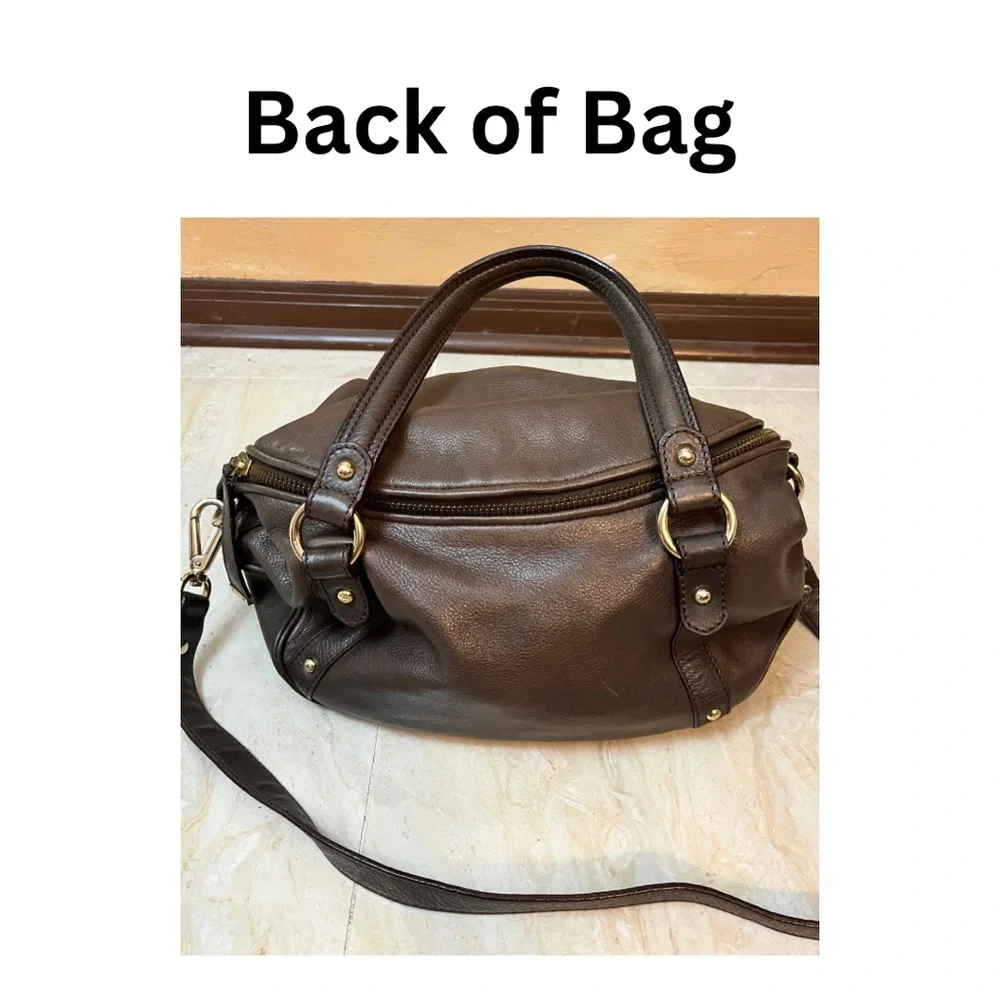 MaxMara Brown Leather Hobo Bag w/ Zip Closure & Detachable Strap - Picture 4 of 17